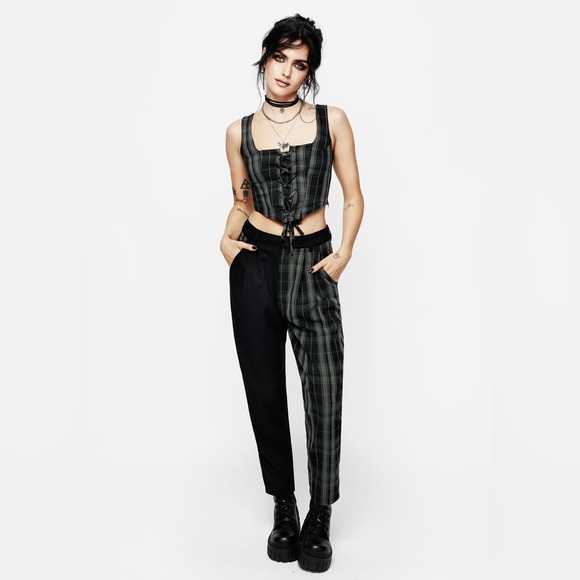 NWT Disturbia Checkmate Lace Up Corset Top US 2 / UK 6 - Picture 3 of 7